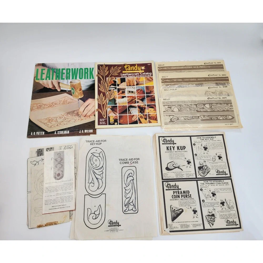 Vintage Tandy Leathercraft 1978 Catalog Leatherwork Book Craftaid Templates Lot